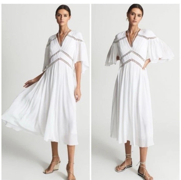 Reiss Dresses & Skirts - Reiss Delphine Women's Ladies White A Line Resort Dress Size 10